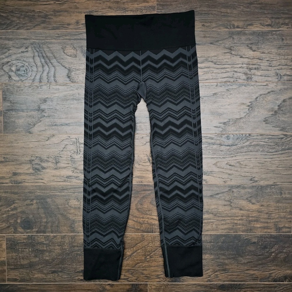 Lululemon Ebb to Street Leggings Women 4 Black Chevron Thick Compression Pull On